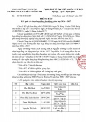 Kết quả xét chọn hợp đồng lao động năm học 2026-2027